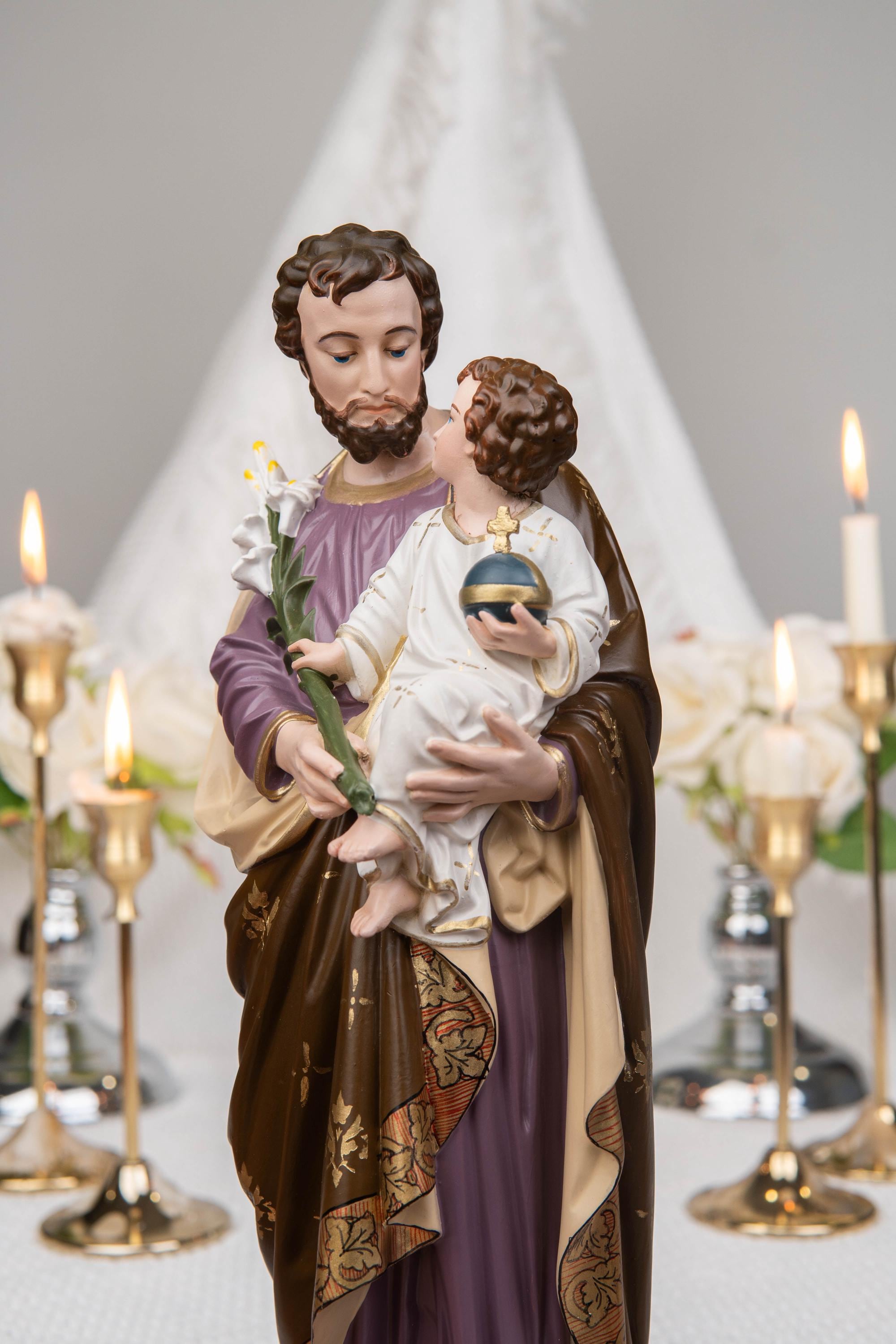 Saint Joseph Holding Baby Jesus Statue, Catholic Home Decor, Religious Decor, Catholic Statues, Catholic Gift for Women & Men, Statue Decor