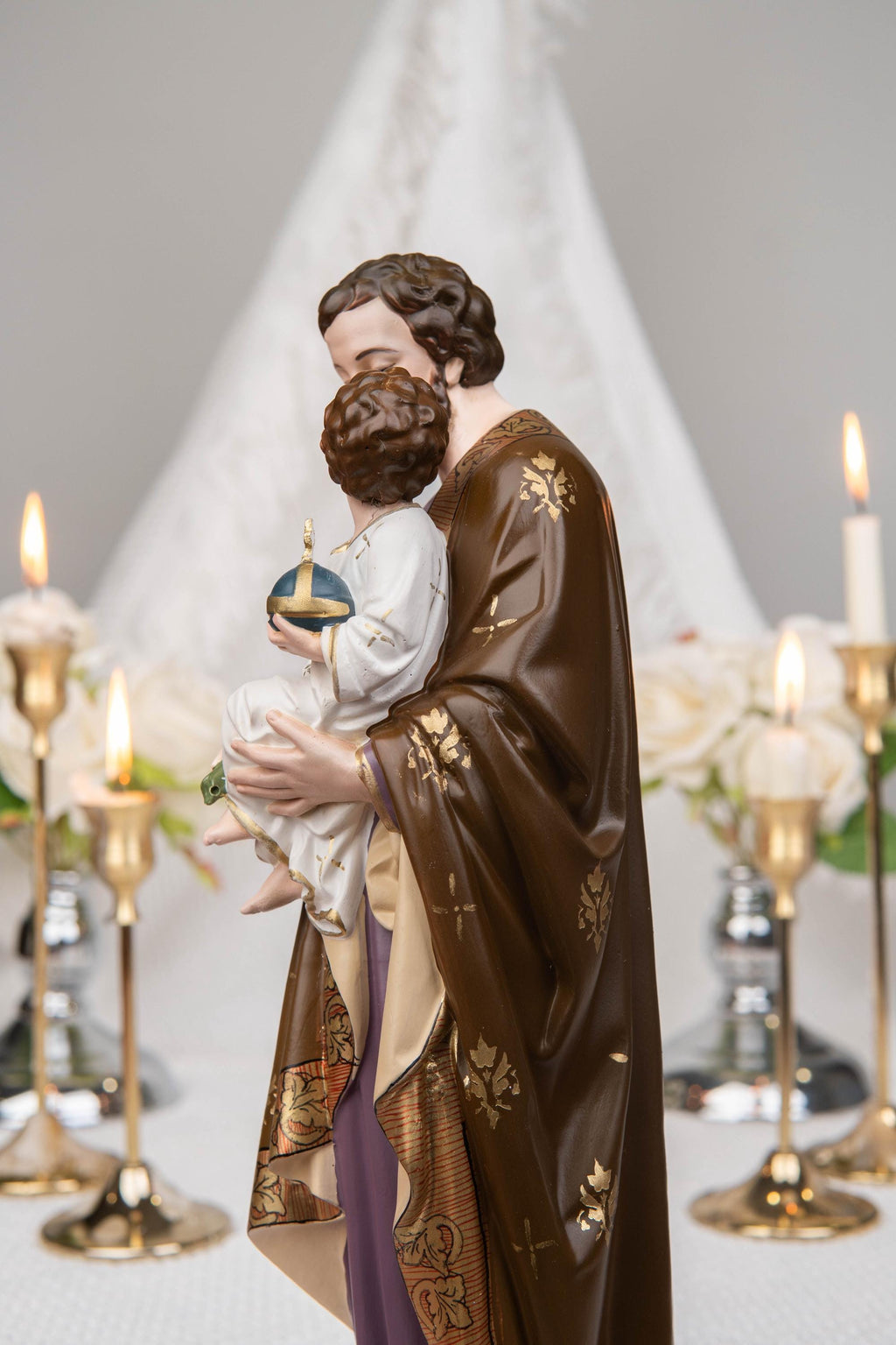 Saint Joseph Holding Baby Jesus Statue, Catholic Home Decor, Religious Decor, Catholic Statues, Catholic Gift for Women & Men, Statue Decor