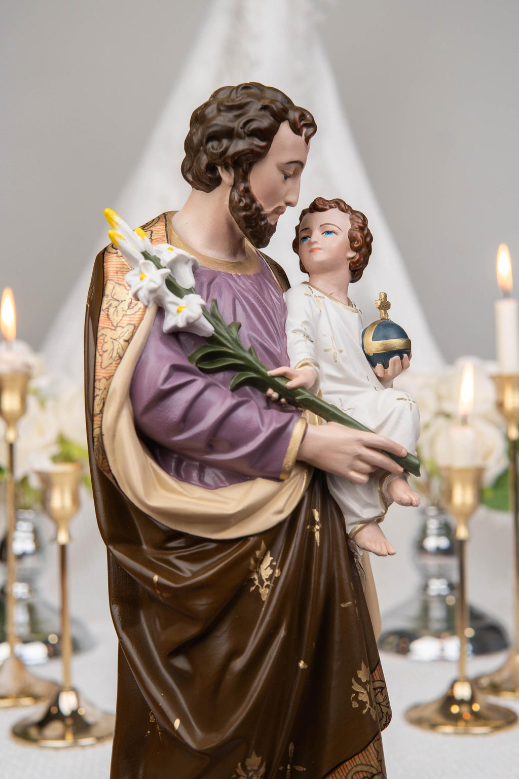 Saint Joseph Holding Baby Jesus Statue, Catholic Home Decor, Religious Decor, Catholic Statues, Catholic Gift for Women & Men, Statue Decor