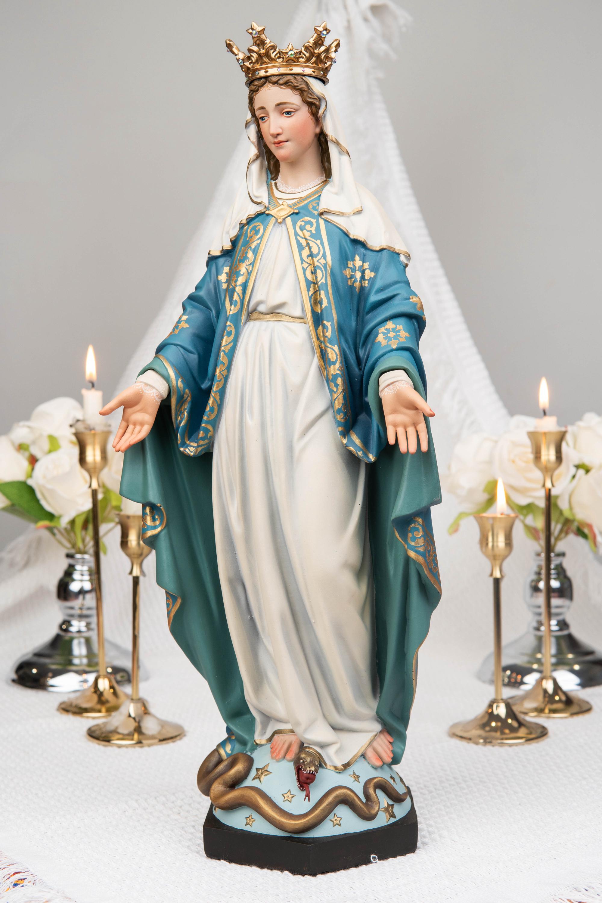 Our Lady of Grace Statue 15.8" – Virgin Mary Statue with Crown, Catholic Home Decor, Altar Decor, Catholic Gifts for Women, Mary Statue
