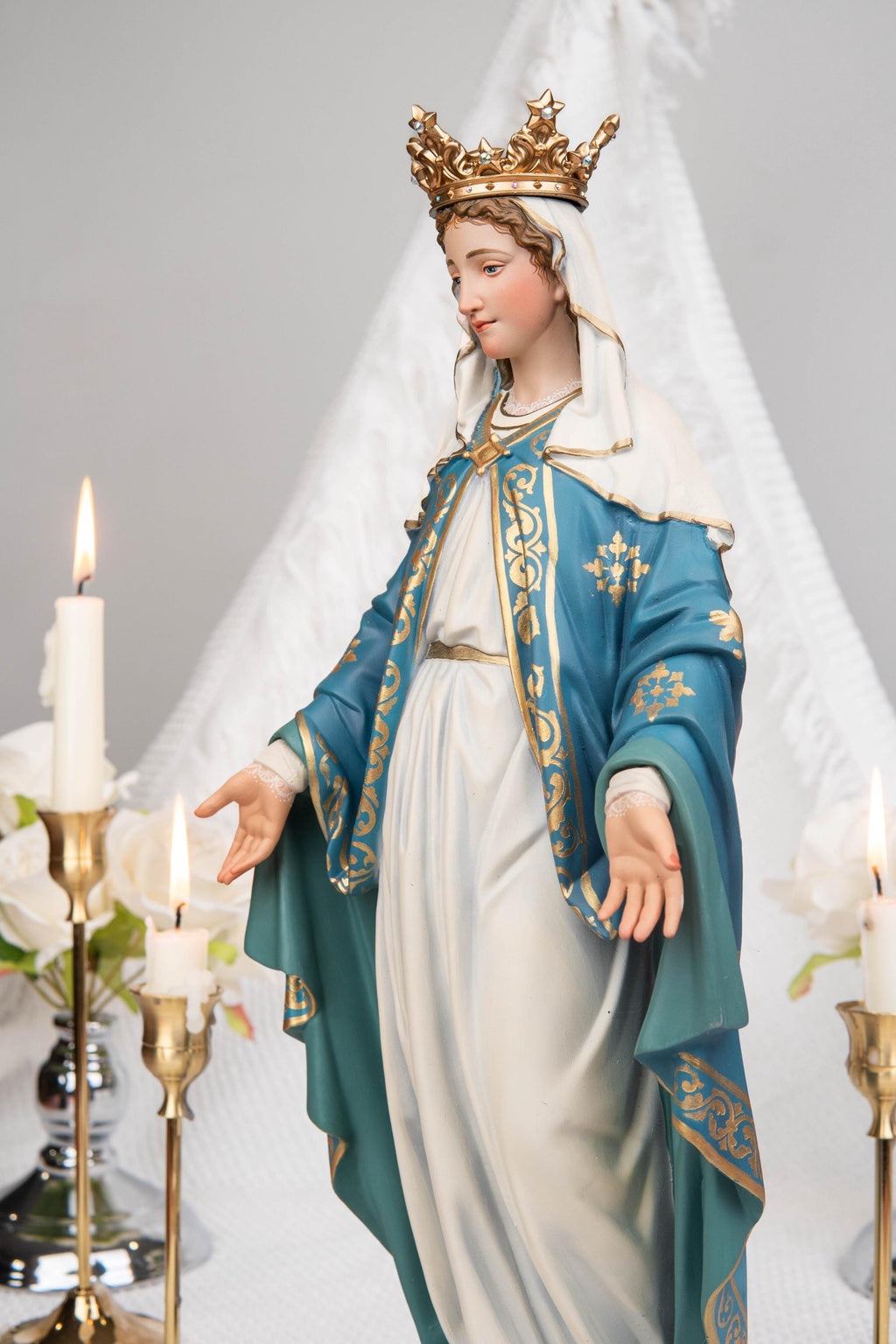 Our Lady of Grace Statue 15.8" – Virgin Mary Statue with Crown, Catholic Home Decor, Altar Decor, Catholic Gifts for Women, Mary Statue