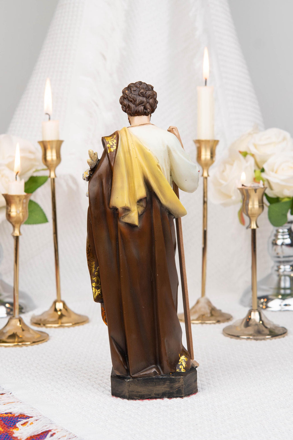 Saint Joseph Statue with Lily & Staff 9.8", Catholic Statue, Catholic Home Decor, Altar Decor, Religious Gift, Religious Figurines