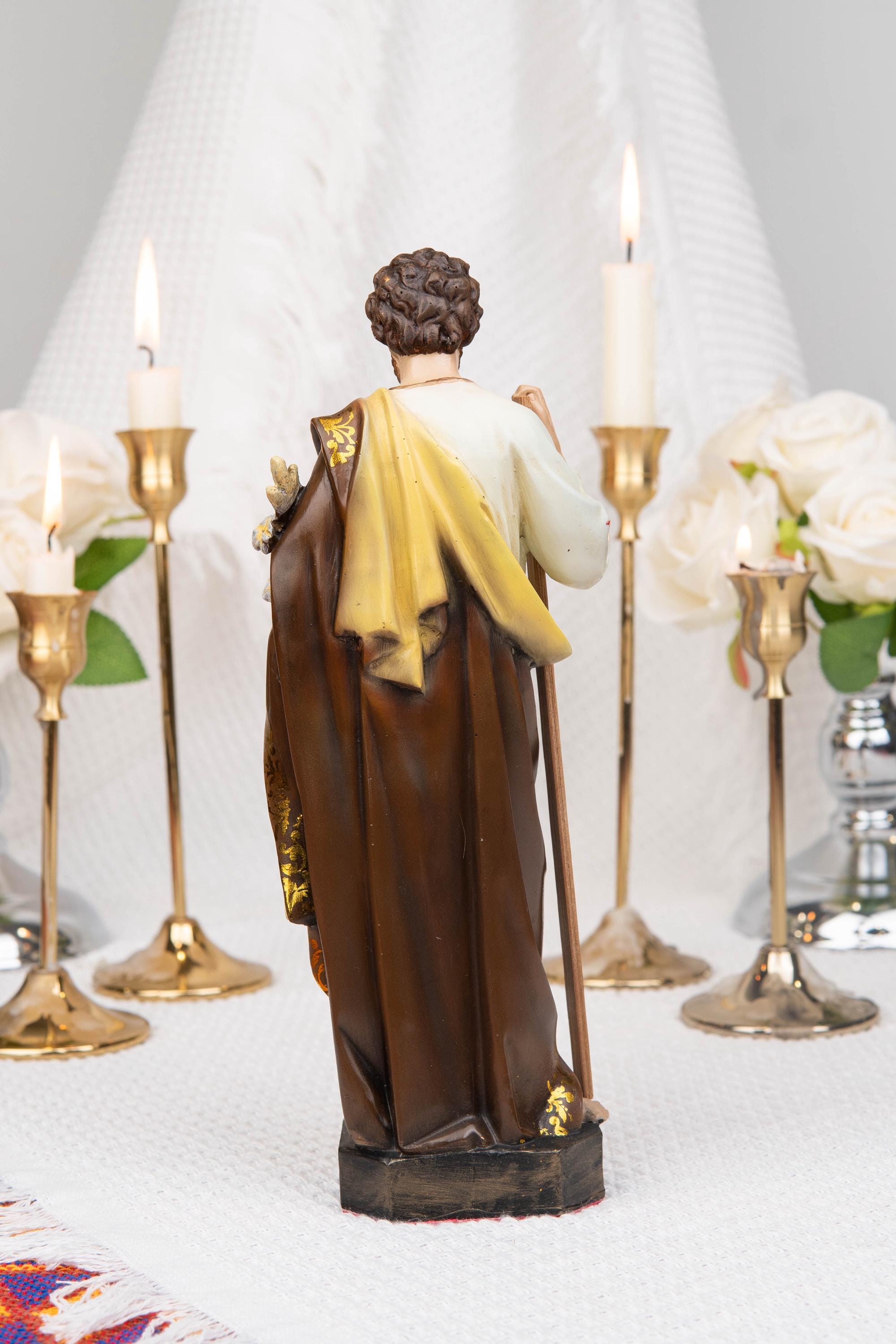 Saint Joseph Statue with Lily & Staff 9.8", Catholic Statue, Catholic Home Decor, Altar Decor, Religious Gift, Religious Figurines