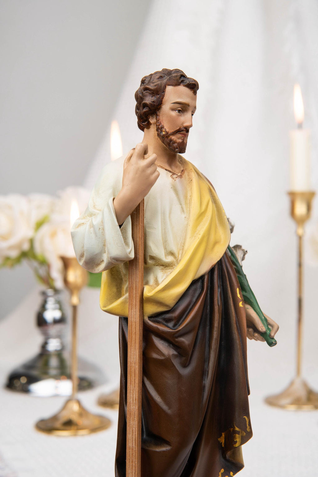 Saint Joseph Statue with Lily & Staff 9.8", Catholic Statue, Catholic Home Decor, Altar Decor, Religious Gift, Religious Figurines