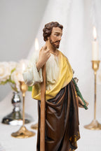 Saint Joseph Statue with Lily & Staff 9.8", Catholic Statue, Catholic Home Decor, Altar Decor, Religious Gift, Religious Figurines