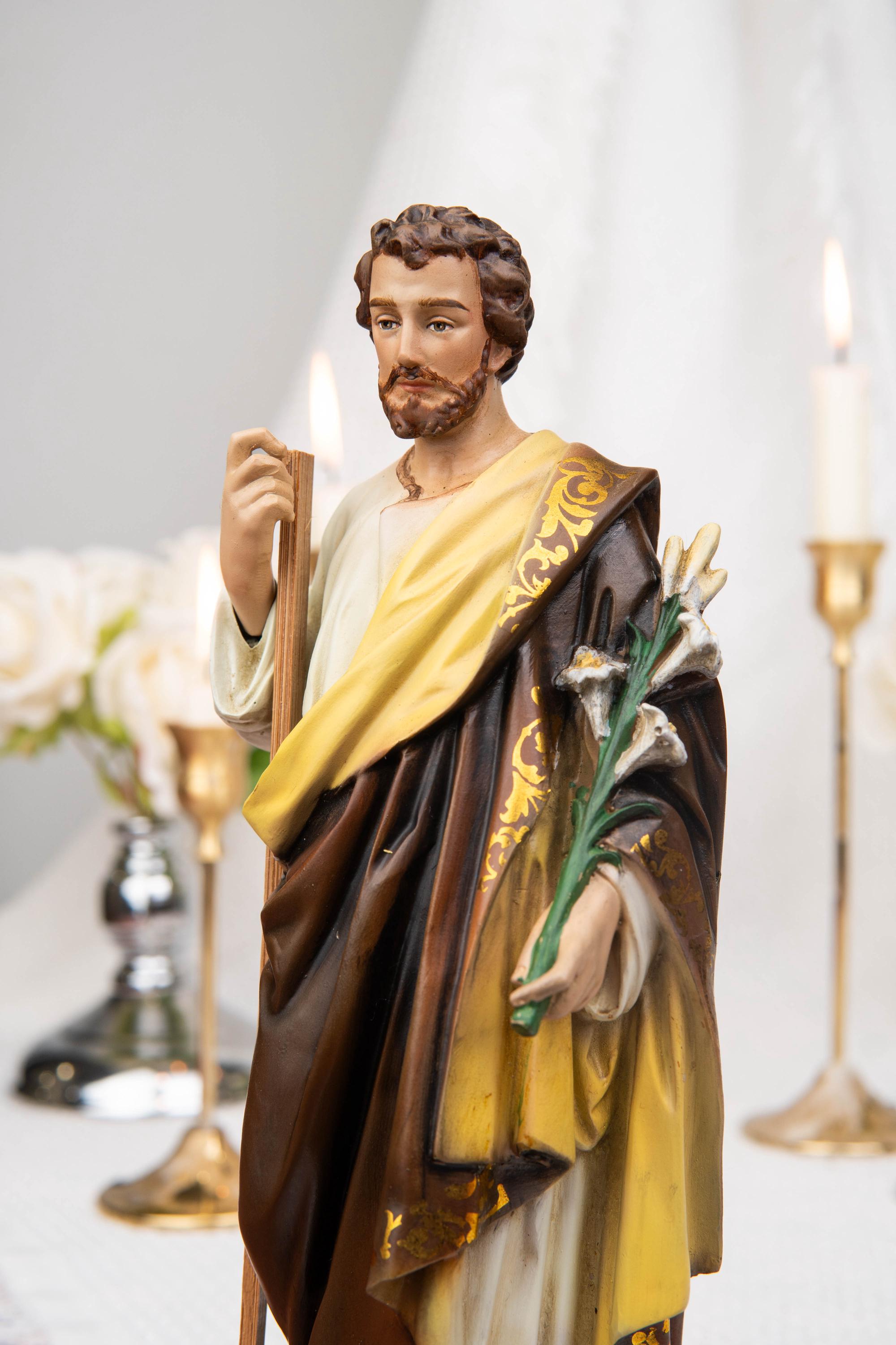 Our Lady of Grace & Saint Joseph Statue Set 9.8", Catholic Home Decor, Prayer Corner Altar Decor, Religious Gift, Hand-Painted Statue