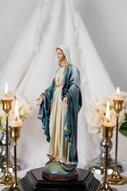 Our Lady of Grace & Saint Joseph Statue Set 9.8", Catholic Home Decor, Prayer Corner Altar Decor, Religious Gift, Hand-Painted Statue