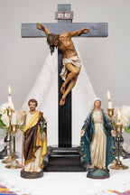 Catholic Altar Set, INRI Crucifix Cross, Our Lady of Grace Virgin Mary, Saint Joseph Statue, Religious Home Decor, Catholic Gift for Women