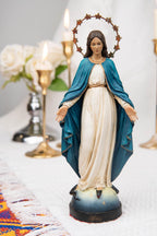 Hand-Painted Our Lady of Grace Statue 7.1" – Virgin Mary Figurine, Catholic Home Decor, Mother Mary Gift, Religious Statue