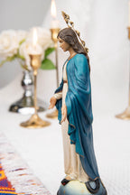 Hand-Painted Our Lady of Grace Statue 7.1" – Virgin Mary Figurine, Catholic Home Decor, Mother Mary Gift, Religious Statue
