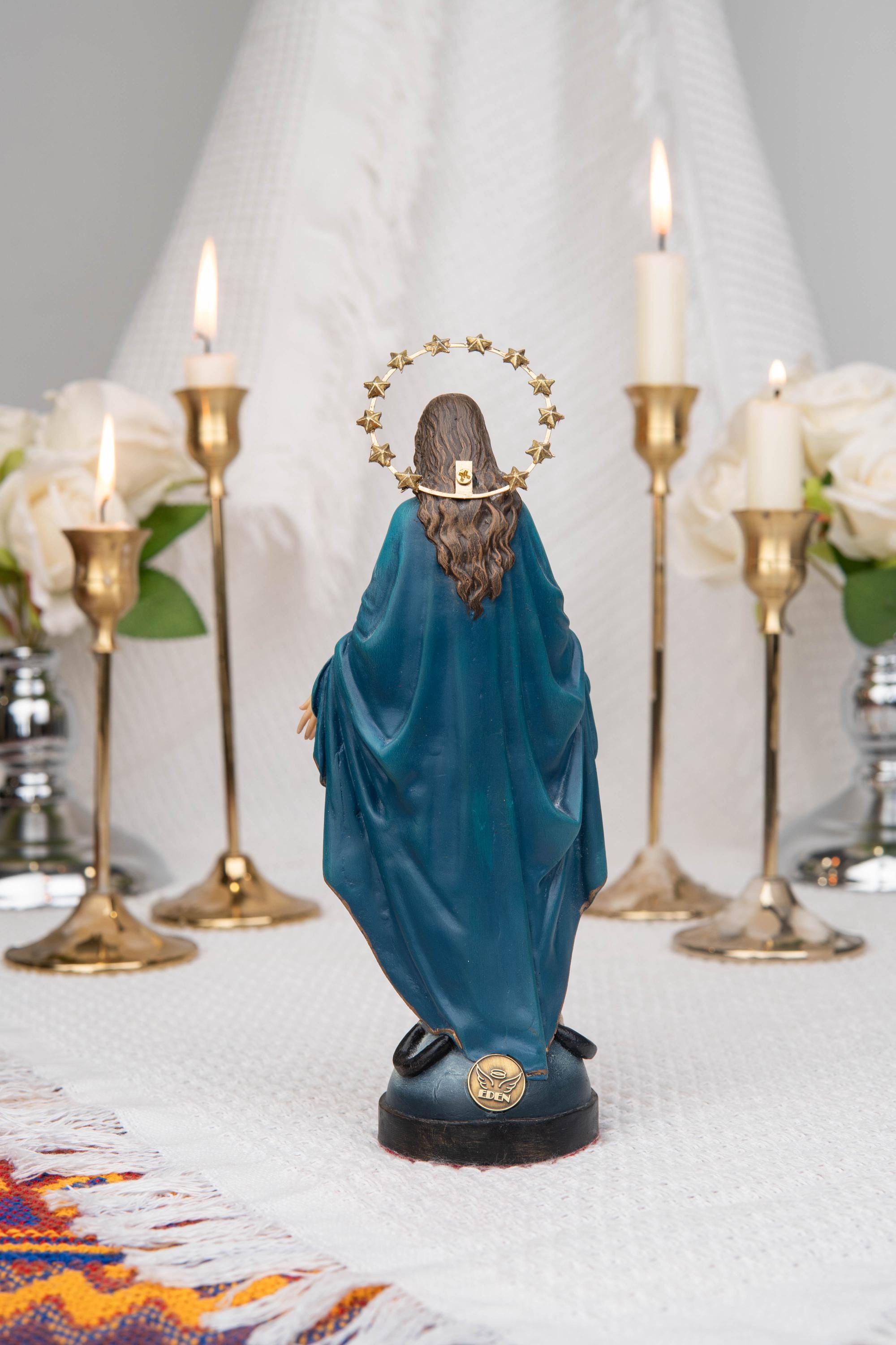 Hand-Painted Our Lady of Grace Statue 7.1" – Virgin Mary Figurine, Catholic Home Decor, Mother Mary Gift, Religious Statue