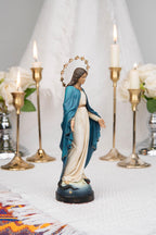 Hand-Painted Our Lady of Grace Statue 7.1" – Virgin Mary Figurine, Catholic Home Decor, Mother Mary Gift, Religious Statue