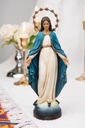 Hand-Painted Our Lady of Grace Statue 7.1" – Virgin Mary Figurine, Catholic Home Decor, Mother Mary Gift, Religious Statue