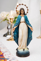 Hand-Painted Our Lady of Grace Statue 7.1" – Virgin Mary Figurine, Catholic Home Decor, Mother Mary Gift, Religious Statue