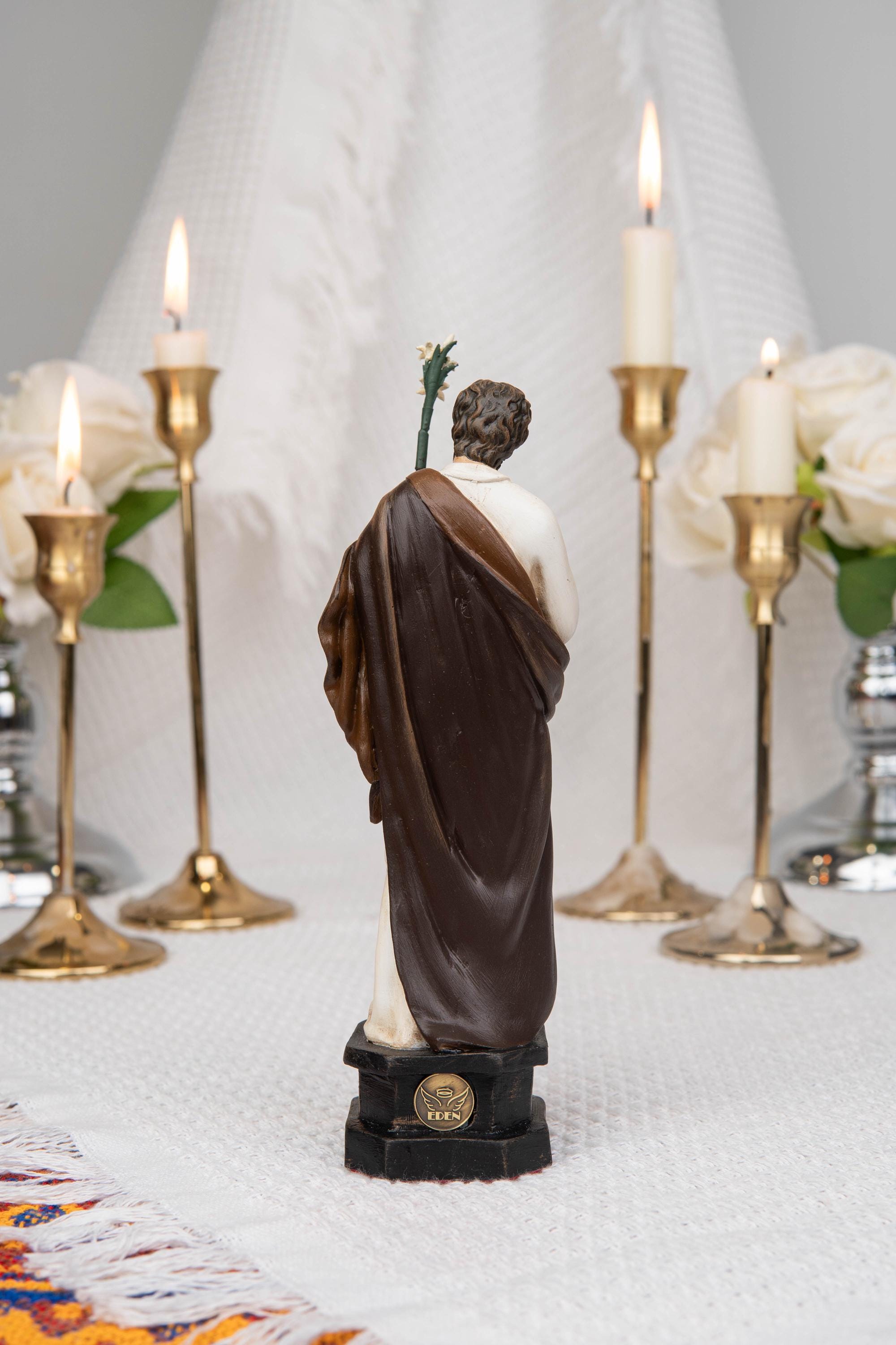 Saint Joseph Statue 7.1" - St Joseph with Lily Staff, Catholic Home Decor, Prayer Corner Altar Decor, Religious Gift, Catholic Gift