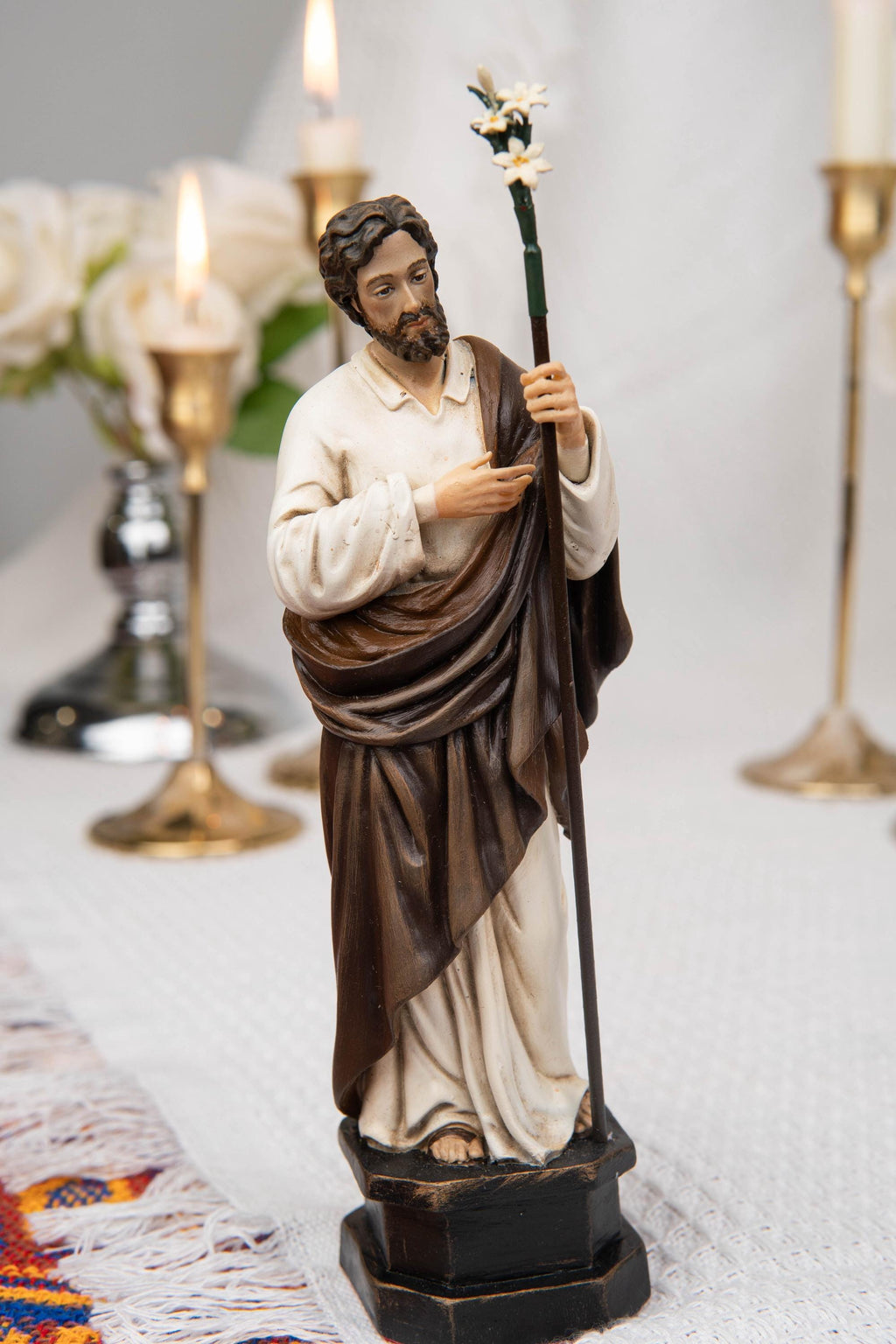 Catholic Gift Set for Couples -  Our Lady of Grace Virgin Mary & Saint Joseph Figurines, Altar Decor, Religious Decor, Home Altar Corner