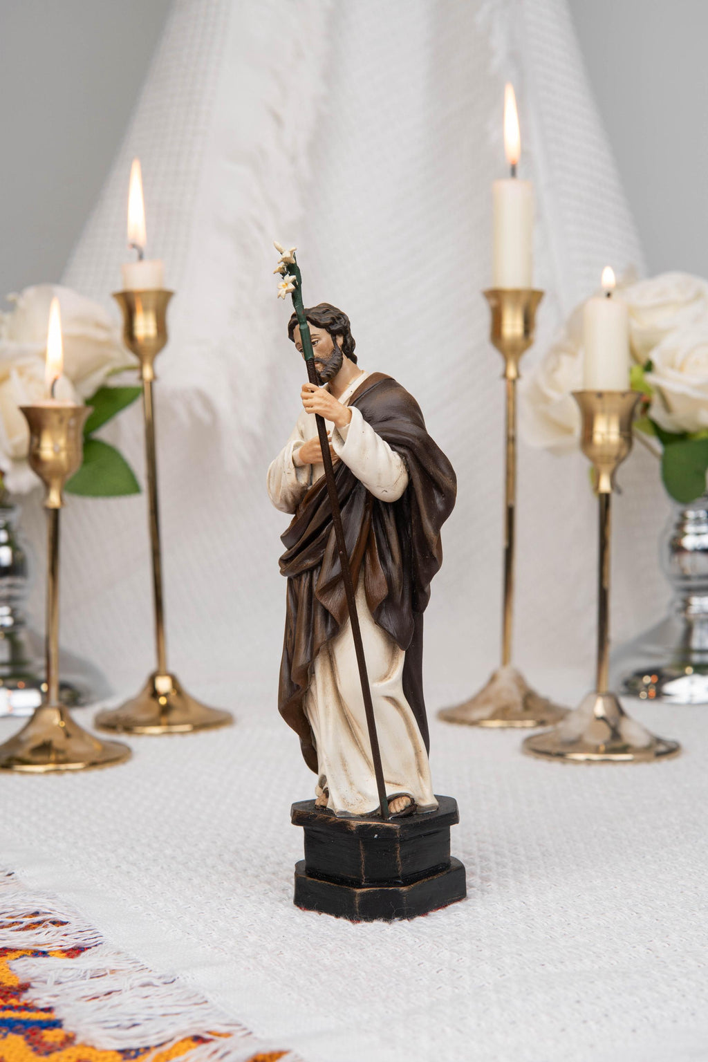 Catholic Gift Set for Couples -  Our Lady of Grace Virgin Mary & Saint Joseph Figurines, Altar Decor, Religious Decor, Home Altar Corner