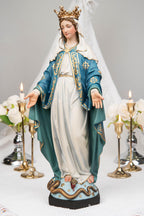 Our Lady of Grace and Saint Joseph Statue Set 15.7", Catholic Altar Decor, Crowned Religious Figurines, Catholic Gift, Virgin Mary Statue