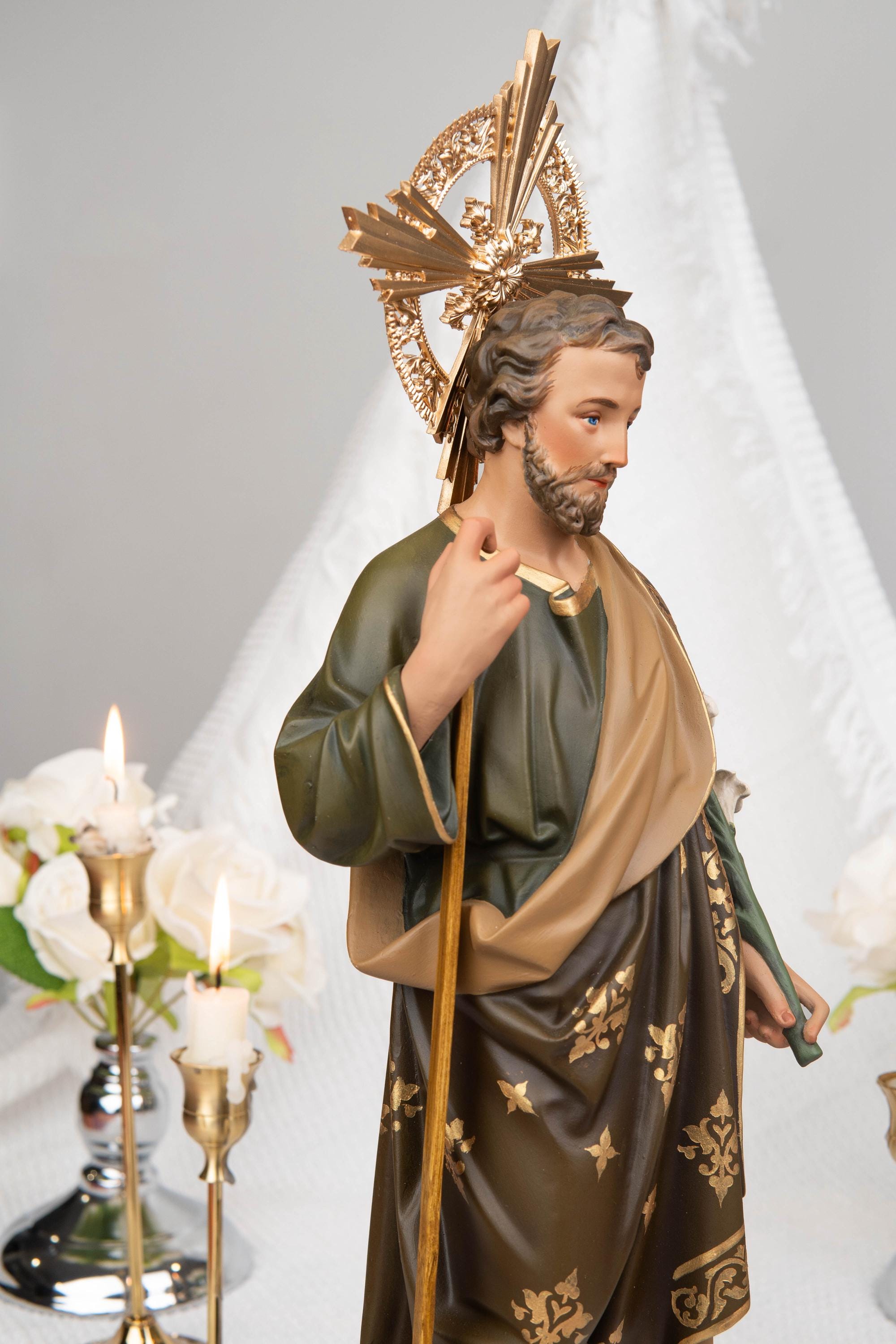 Our Lady of Grace and Saint Joseph Statue Set 15.7", Catholic Altar Decor, Crowned Religious Figurines, Catholic Gift, Virgin Mary Statue