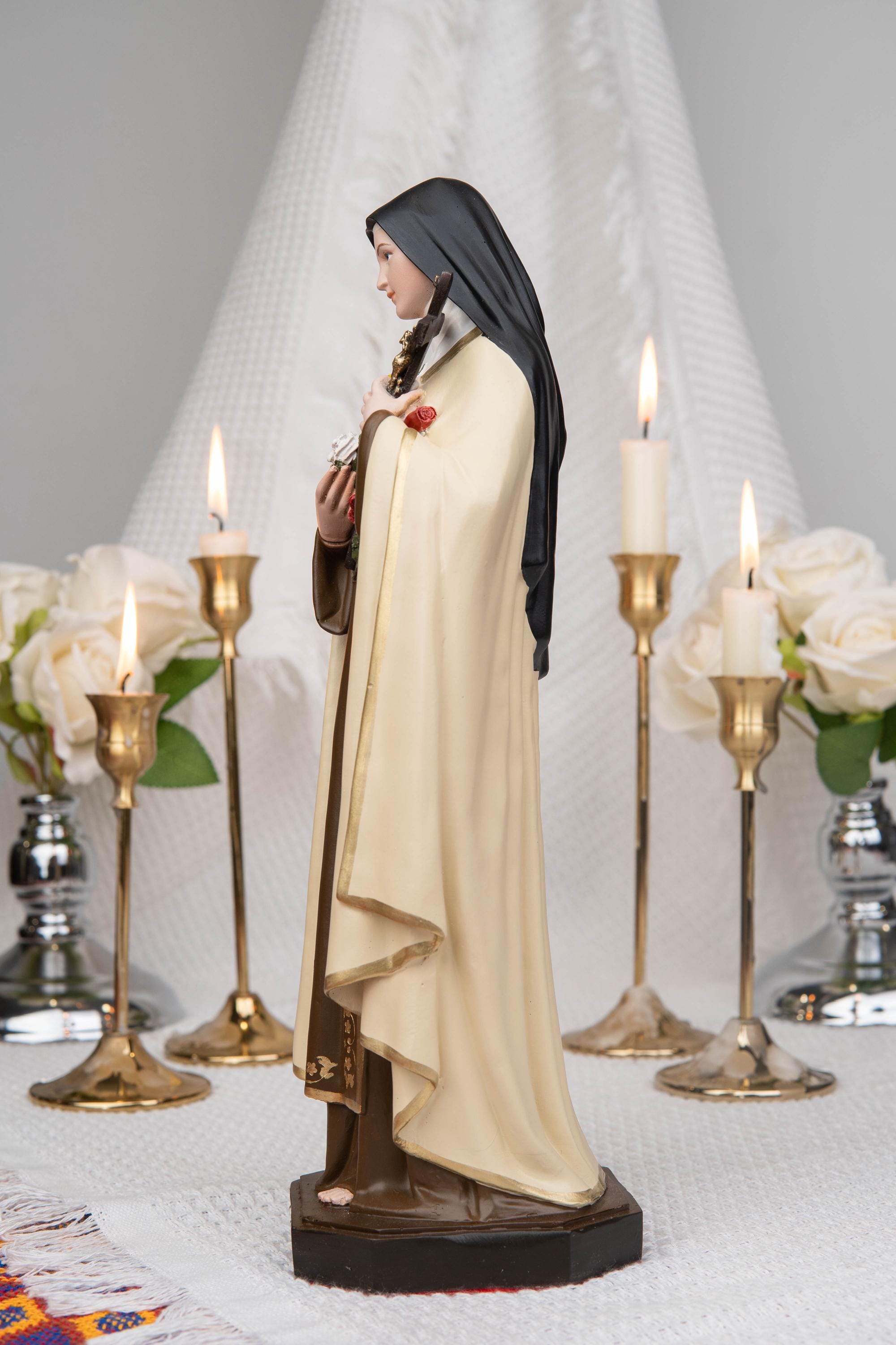 St. Therese of Lisieux Statue 11.8" – The Little Flower Catholic Saint Figurine, Carmelite Nun, Religious Home Decor, Catholic Gift