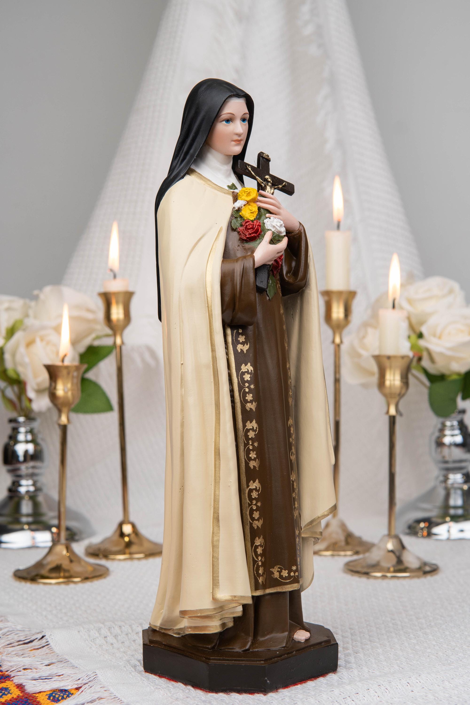 St. Therese of Lisieux Statue 11.8" – The Little Flower Catholic Saint Figurine, Carmelite Nun, Religious Home Decor, Catholic Gift
