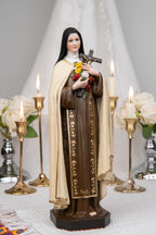 St. Therese of Lisieux Statue 11.8" – The Little Flower Catholic Saint Figurine, Carmelite Nun, Religious Home Decor, Catholic Gift