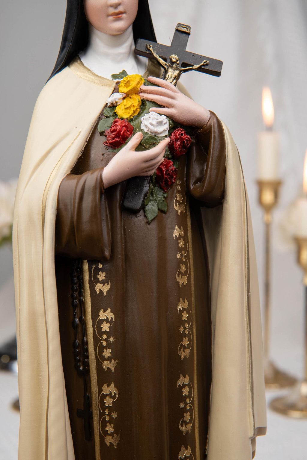 St. Therese of Lisieux Statue 11.8" – The Little Flower Catholic Saint Figurine, Carmelite Nun, Religious Home Decor, Catholic Gift