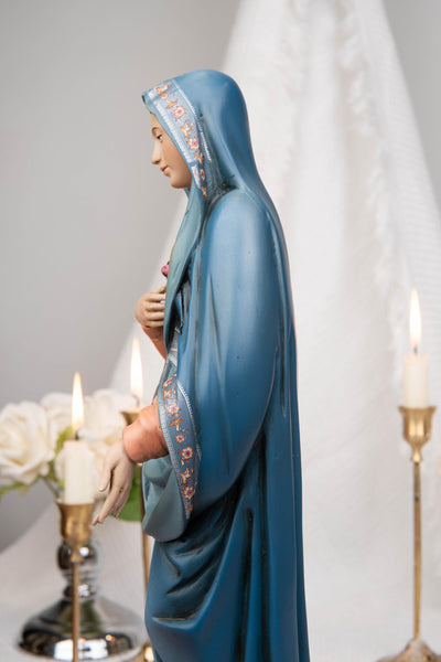 Hand-Painted Our Lady of the Immaculate Heart Statue 15.8"