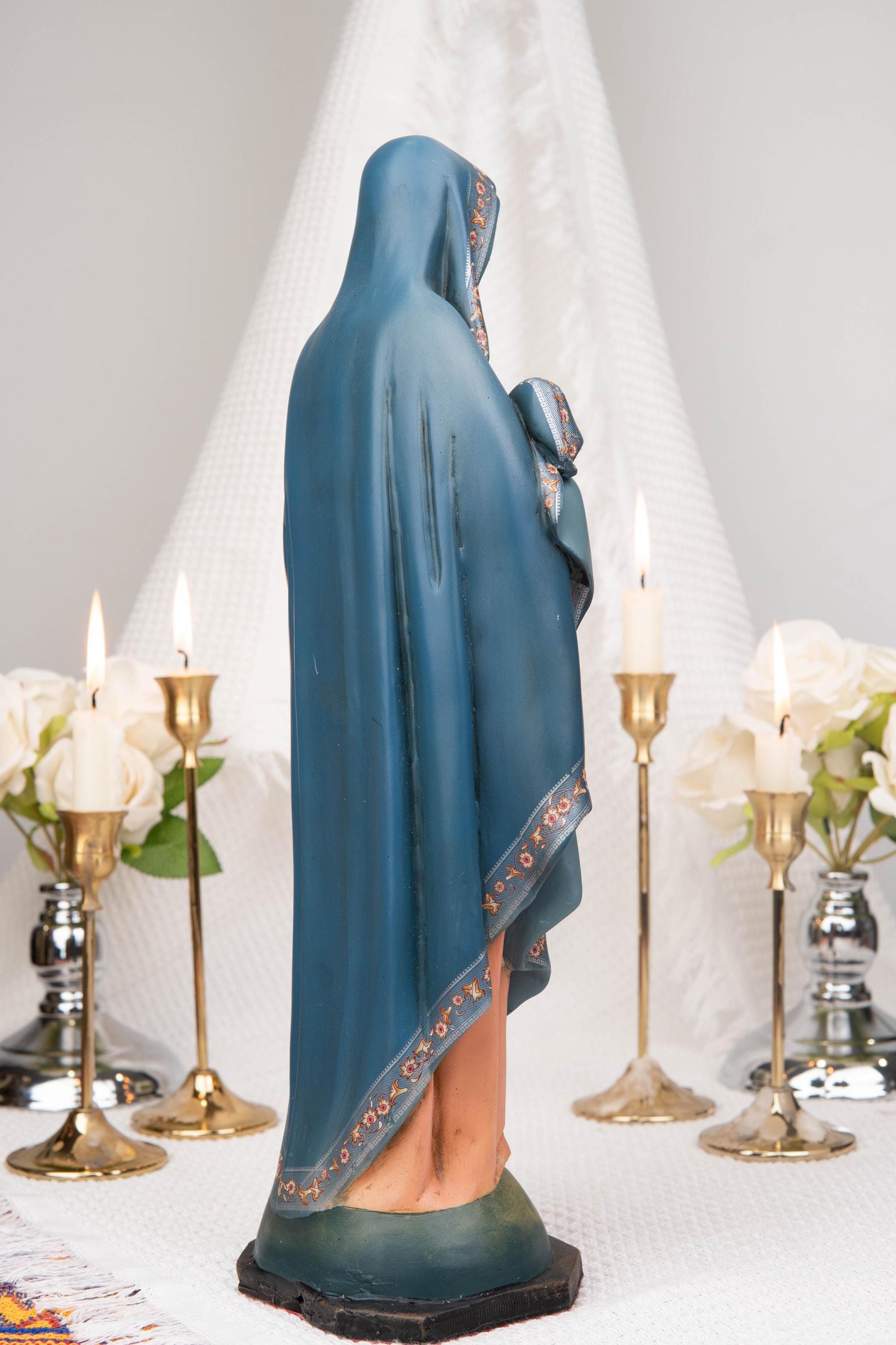 Hand-Painted Our Lady of the Immaculate Heart Statue 15.8"