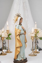 Hand-Painted Our Lady of Hope Statue 11.8", Pregnant Virgin Mary Figurine, Catholic Gift for Women, Advent Prayer Corner Decor