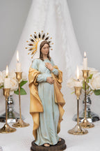 Hand-Painted Our Lady of Hope Statue 11.8", Pregnant Virgin Mary Figurine, Catholic Gift for Women, Advent Prayer Corner Decor