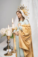 Hand-Painted Our Lady of Hope Statue 11.8", Pregnant Virgin Mary Figurine, Catholic Gift for Women, Advent Prayer Corner Decor