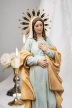 Hand-Painted Our Lady of Hope Statue 11.8", Pregnant Virgin Mary Figurine, Catholic Gift for Women, Advent Prayer Corner Decor