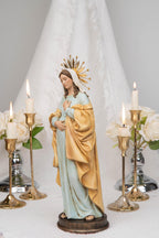 Hand-Painted Our Lady of Hope Statue 11.8", Pregnant Virgin Mary Figurine, Catholic Gift for Women, Advent Prayer Corner Decor
