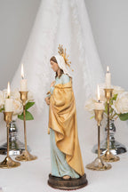 Hand-Painted Our Lady of Hope Statue 11.8", Pregnant Virgin Mary Figurine, Catholic Gift for Women, Advent Prayer Corner Decor