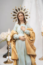 Hand-Painted Our Lady of Hope Statue 11.8", Pregnant Virgin Mary Figurine, Catholic Gift for Women, Advent Prayer Corner Decor