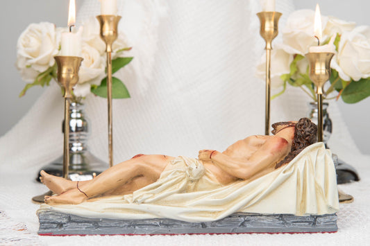 The Burial of Jesus Statue, Dead Christ Figurine, Catholic Holy Week Decor, Jesus in the Tomb, Religious Home Altar Decor, Christian Gift