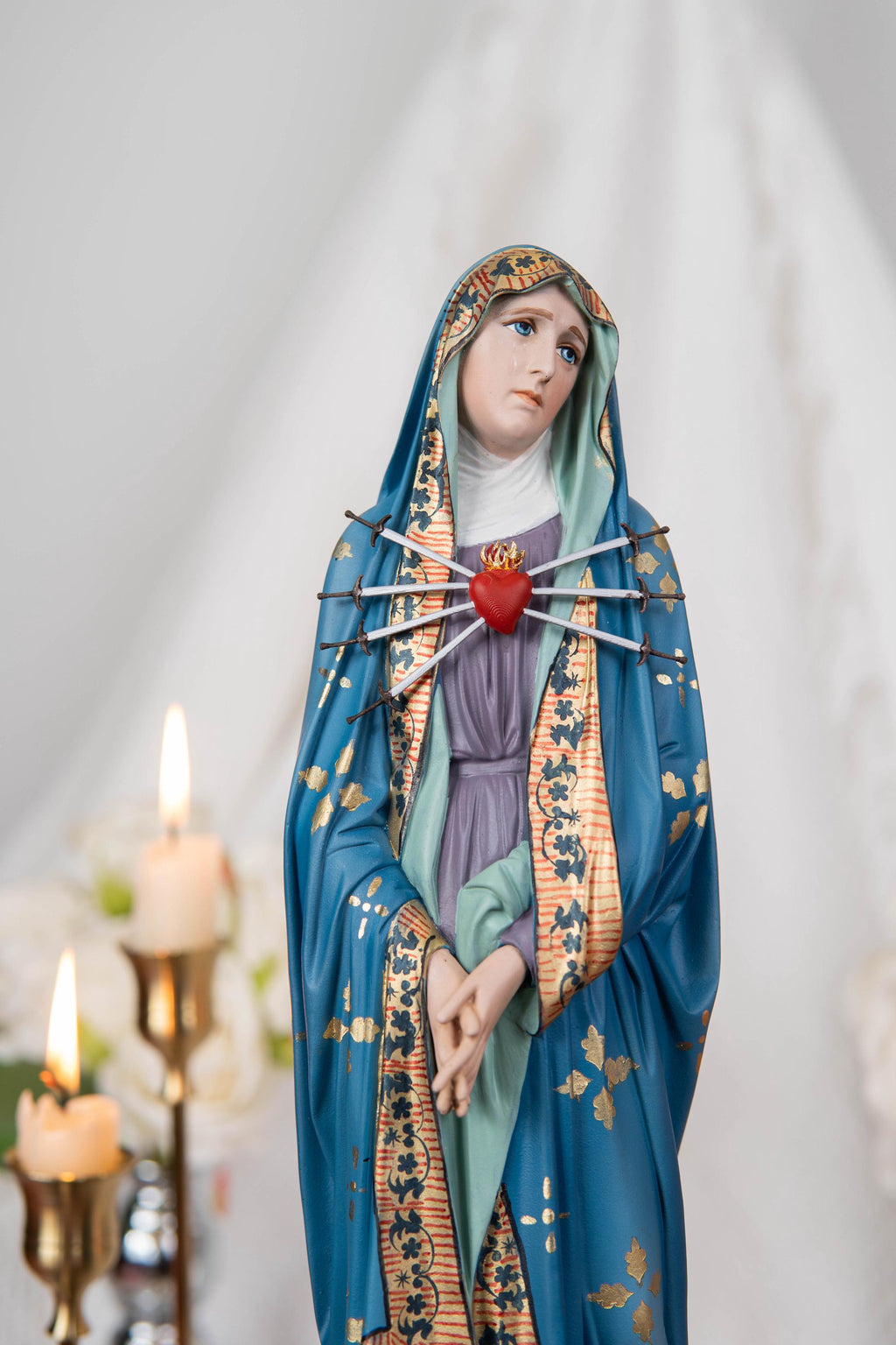 Catholic Altar Set, INRI Crucifix Cross, Our Lady of Sorrows Statue, St. John Apostle Statue, Religious Home Decor, Catholic Decor