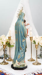 Hand-Painted Virgin Mary with Child Jesus Statue 15.8"–Madonna and Child Figurine, Catholic Home Decor, Catholic Gifts for Women,Mary Statue