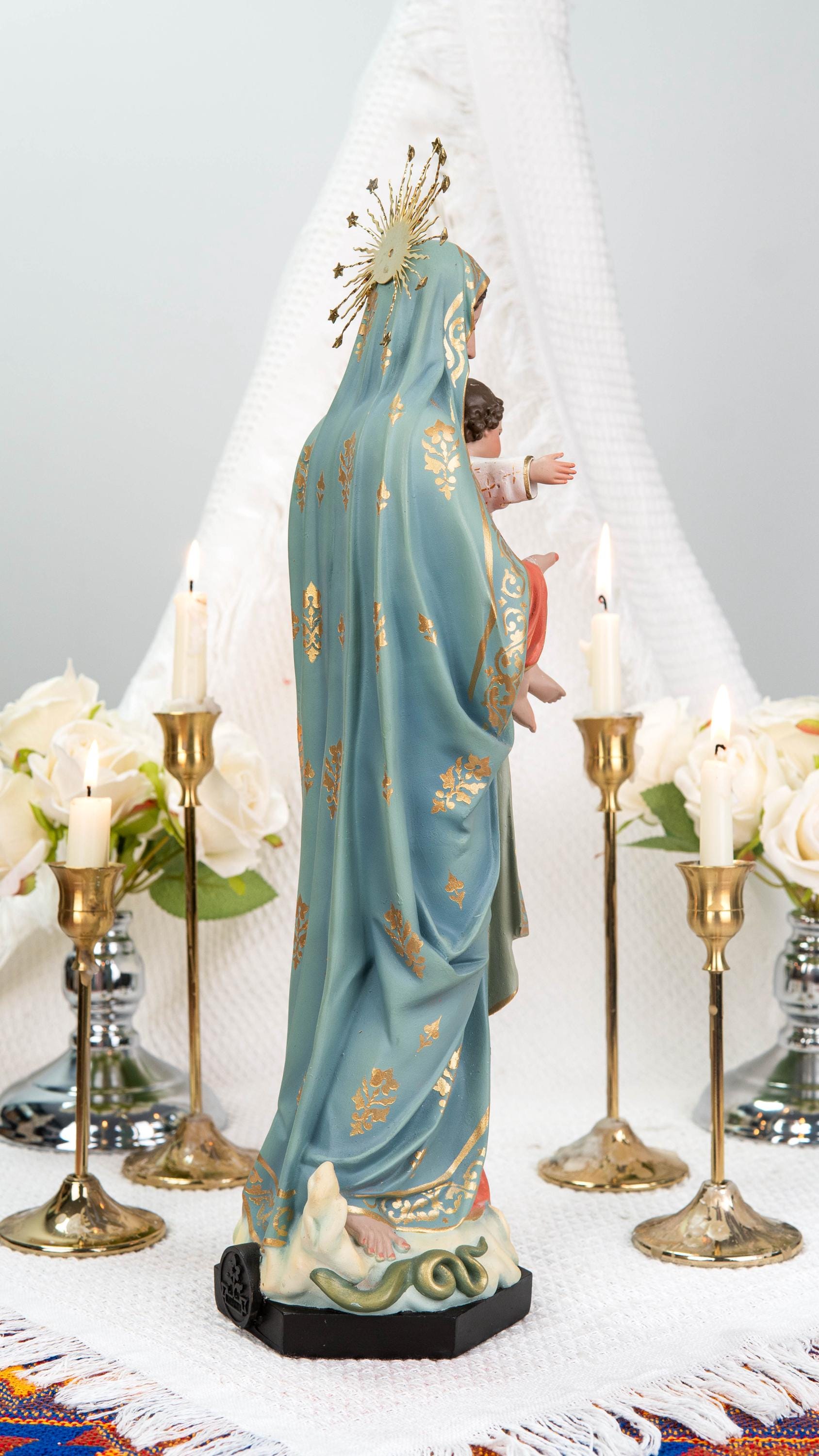 Hand-Painted Virgin Mary with Child Jesus Statue 15.8"–Madonna and Child Figurine, Catholic Home Decor, Catholic Gifts for Women,Mary Statue