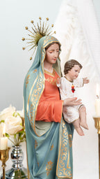 Hand-Painted Virgin Mary with Child Jesus Statue 15.8"–Madonna and Child Figurine, Catholic Home Decor, Catholic Gifts for Women,Mary Statue