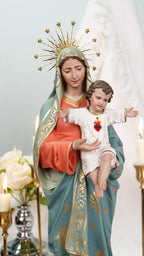 Hand-Painted Virgin Mary with Child Jesus Statue 15.8"–Madonna and Child Figurine, Catholic Home Decor, Catholic Gifts for Women,Mary Statue
