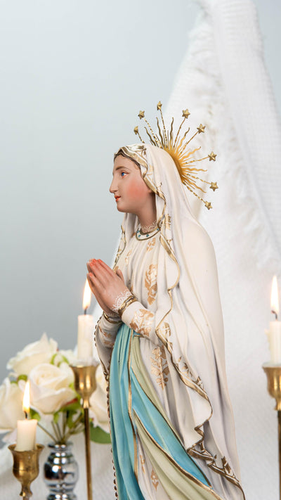 Hand-Painted Our Lady of Lourdes Statue 15.8"