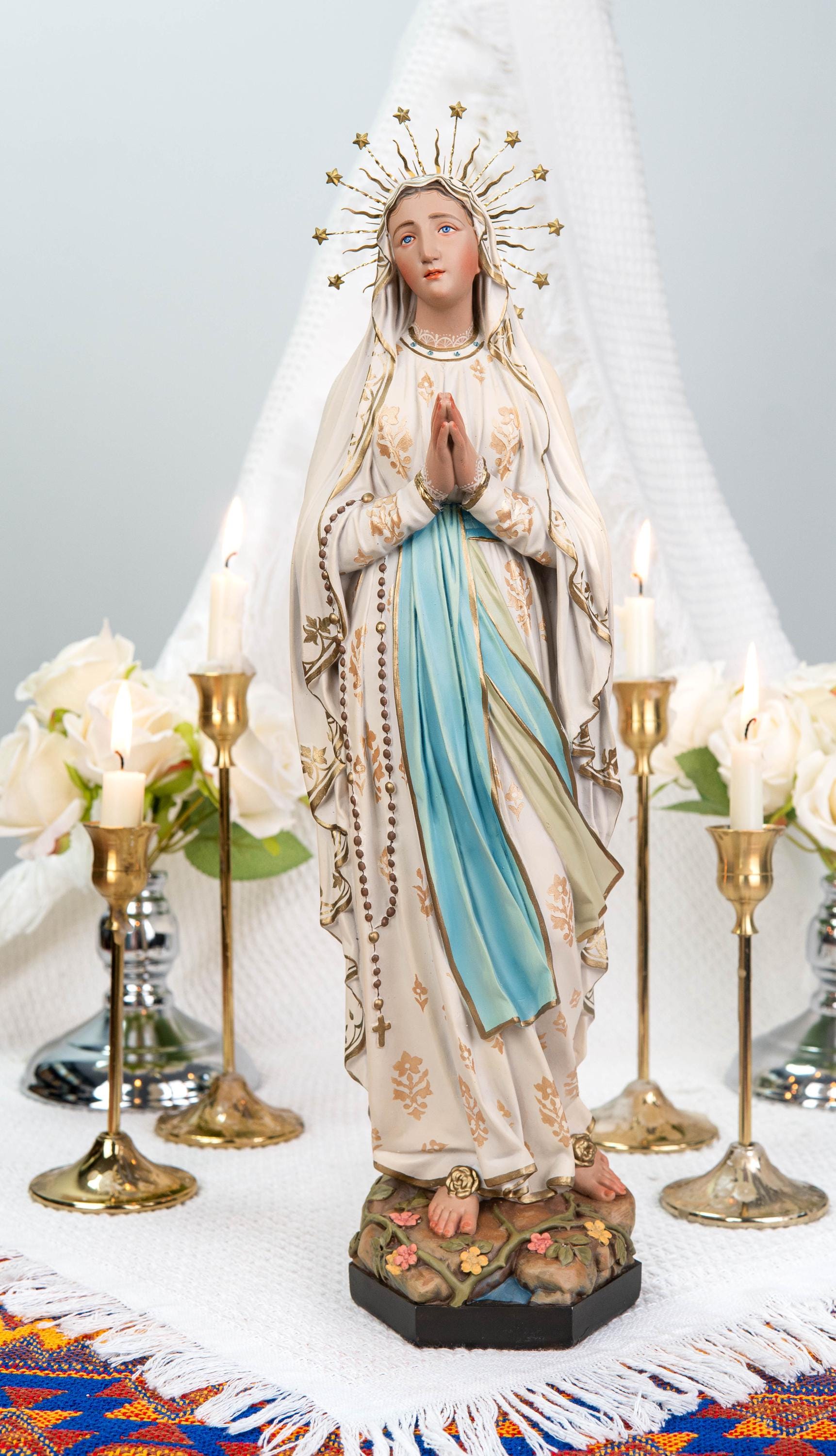 Hand-Painted Our Lady of Lourdes Statue 15.8"