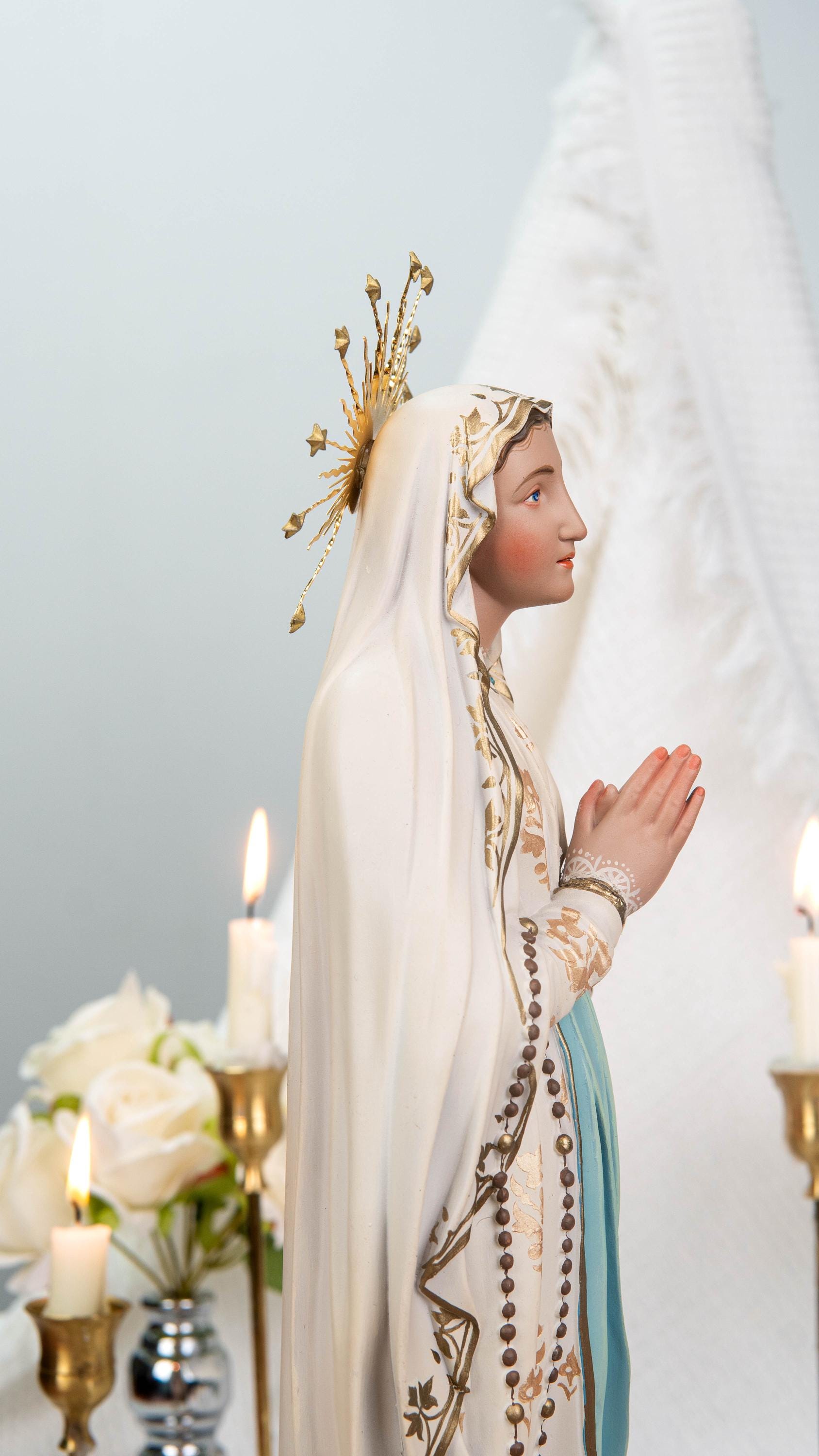 Hand-Painted Our Lady of Lourdes Statue 15.8"