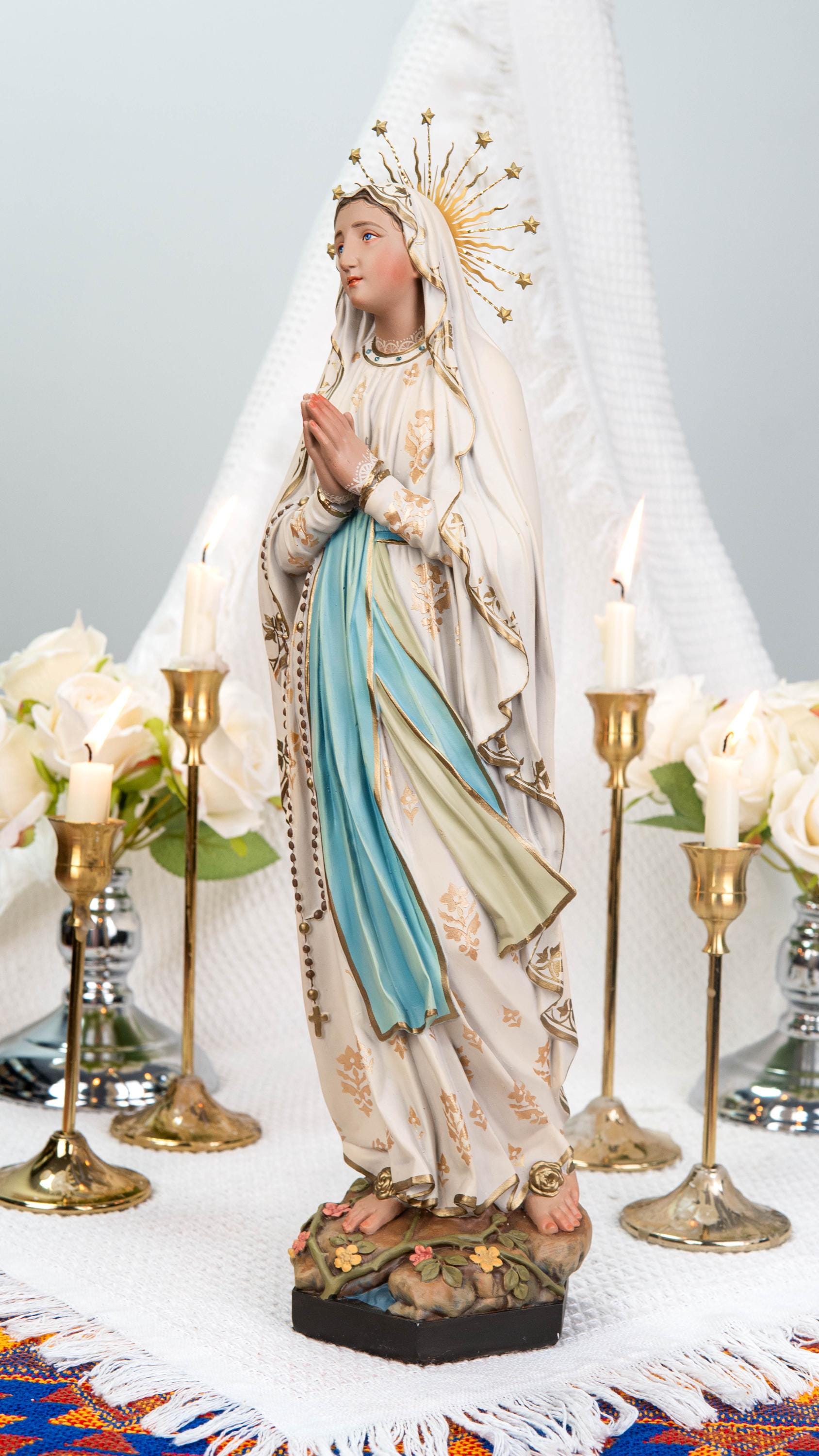 Hand-Painted Our Lady of Lourdes Statue 15.8"