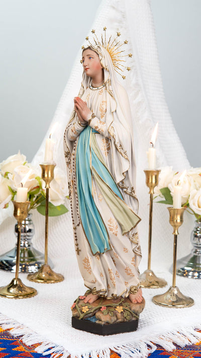 Hand-Painted Our Lady of Lourdes Statue 15.8"