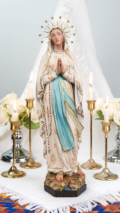 Hand-Painted Our Lady of Lourdes Statue 15.8"