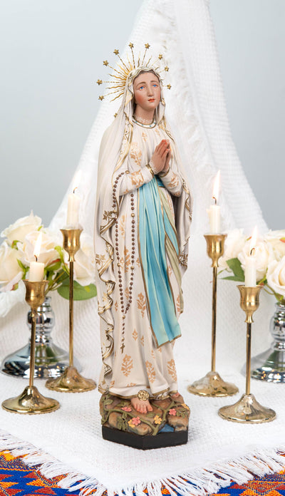 Hand-Painted Our Lady of Lourdes Statue 15.8"
