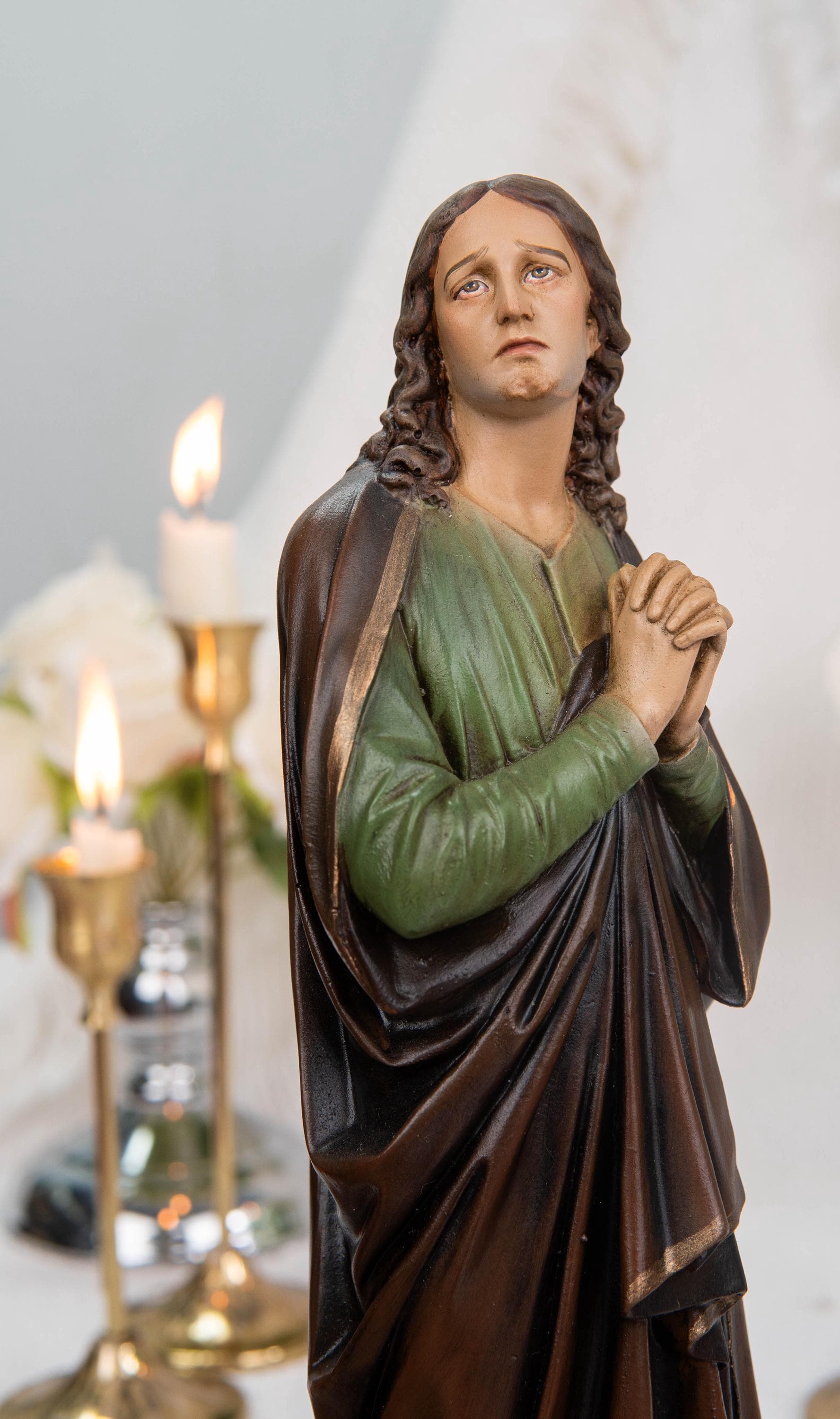 Premium Hand-Painted Catholic Statue Set: Our Lady of Sorrows & St John Apostle